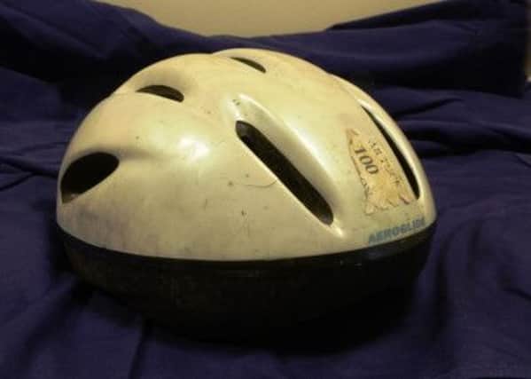 Pictured is a helmet as worn by an unidentified cyclist who was involved in a fatal crash with a Citroen C3 on the A61 Dronfield bypass.