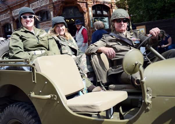 Crich tramway museum 1940's event. Jacqui Jesson and Rita and Tony Marshall.