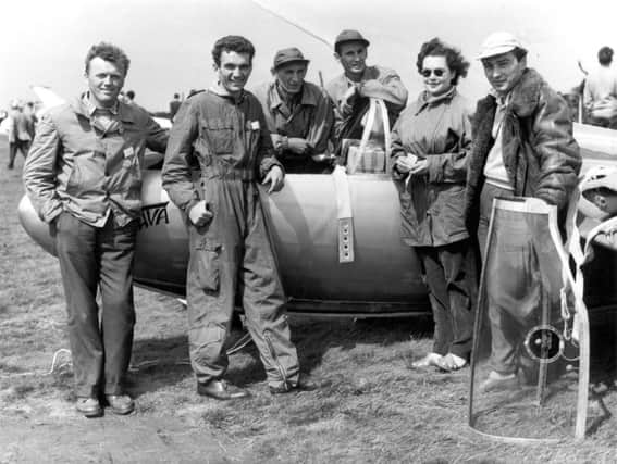 Buxton Advertiser archive, 1954, Great Hucklow hosted the world gliding championships, the Jugoslavian team