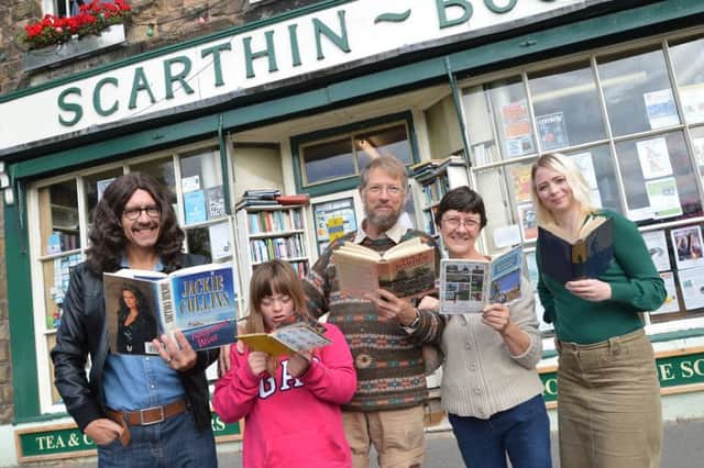 Scarthin Books fortieth anniversary, David and Eve Booker and Dave, Kathy and Clare Mitchell