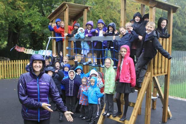 Rebecca Adlington opens the new play area at Carsington and Hopton Primary School