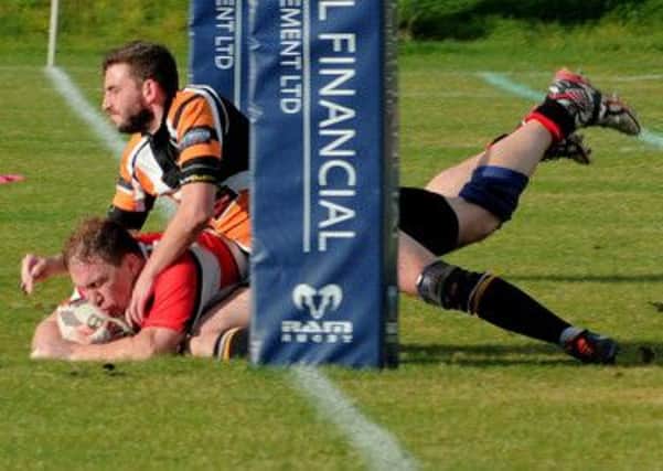 Chesterfield panthers v Amber valley. NDET/NRHN 10-10-14 Rugby, Christopher Windle (Chesterfield) scoring try (14)
