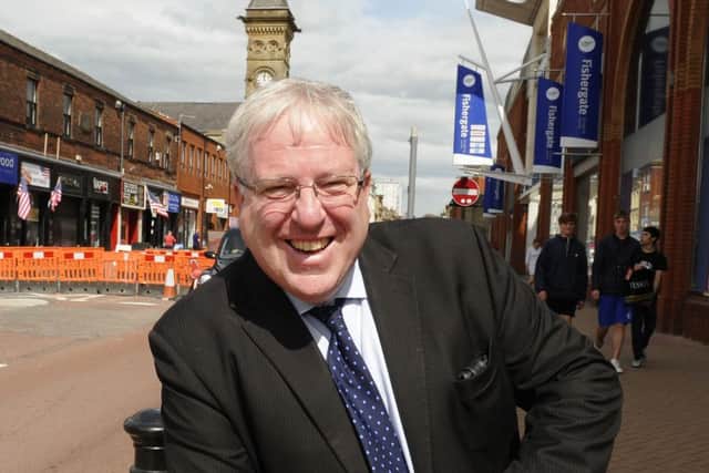 Photo Neil Cross
Transport Secretary Patrick McLoughlin visiting Preston to view ongoing work linking train station to bus station, with Keith Mitchell of the Fishergate Centre