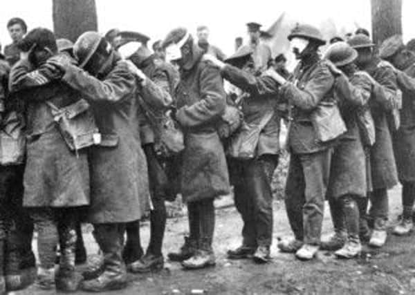 Blinded troops of the British 55th Division.