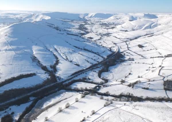 Aerial pictures shows the beautiful snow covered Hope Valley in the Peak District.Paul Haxby / rossparry.co.uk