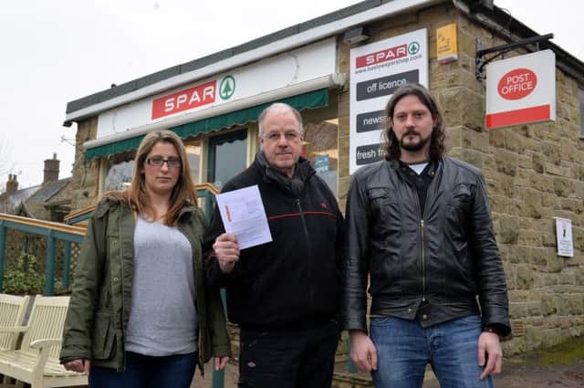 Campaign to save Baslow village shop, pictured from left are Kate Poole, David Upton Snr and David Upton Jnr
