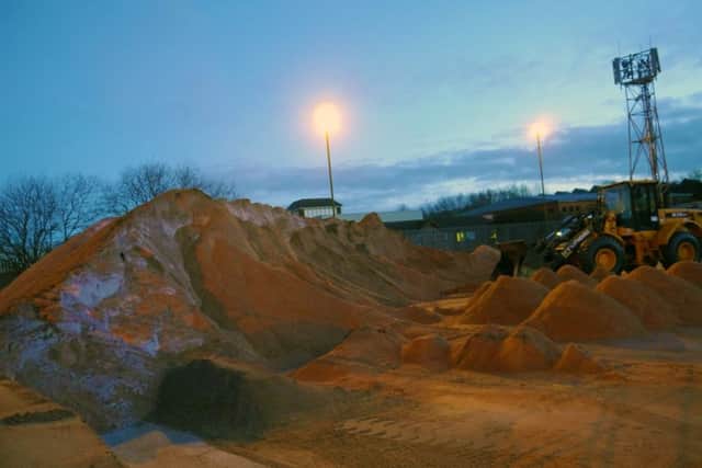 The heap of grit salt at Derbyshire County Council's Stonegravels depot