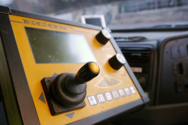A control panel in a Derbyshire County Council gritter.