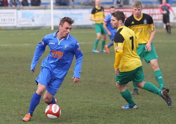 Niall McManus is pictured in action as Matlock won 3-2 against Marine on Saturday.