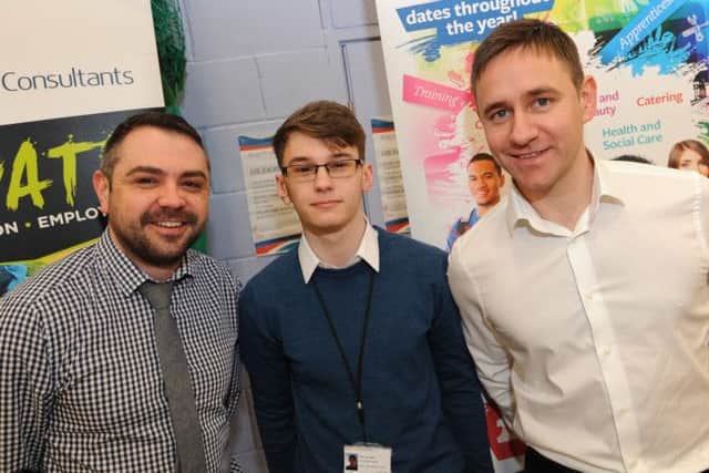 Amber Valley jobs fair hosted by MP Nigel Mills at Ripley Leisure Centre. Pictured here is Neil Sloan, Lewis Gillot and Ben Upton of Acorn Training Consultants.