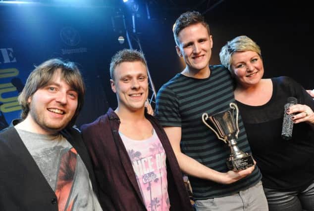 Derbyshire Times Band of the Year 2015 at Real Time Music, Chesterfield. Pictured are winners, Silverback. L-r is Matt Taylor, Oli Deakin and Dom Gee-Burch.