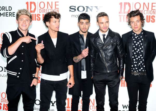 One Direction  (left - right) of Niall Horan, Louis Tomlinson, Zayn Malik, Liam Payne and Harry Styles.