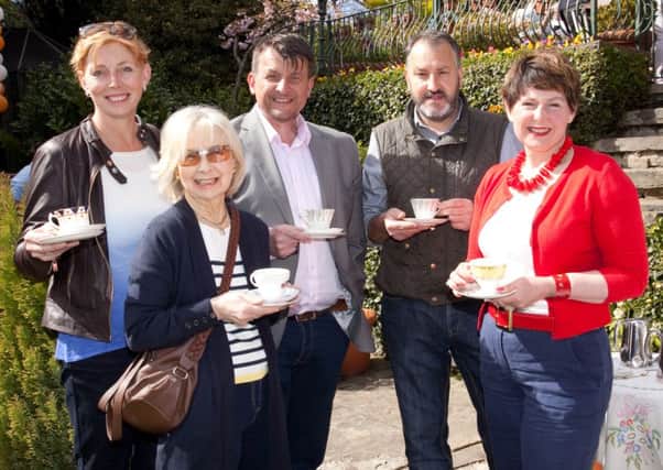 Julia Gash, Moira Ramsay, Nigel Short,  Russ Ashton  and Faye Smith at Tea on the Lawn.