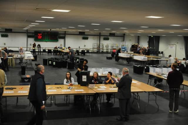 Amber Valley Election Count, Alfreton Sports Centre - 7th May 2015
More votes arrive from the polling stations to be verified