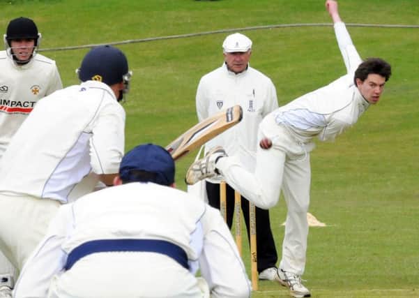 Matlock skipper Ed Lander bowls against Alfreton on Saturday in a game his side won comfortably by eight wickets.
