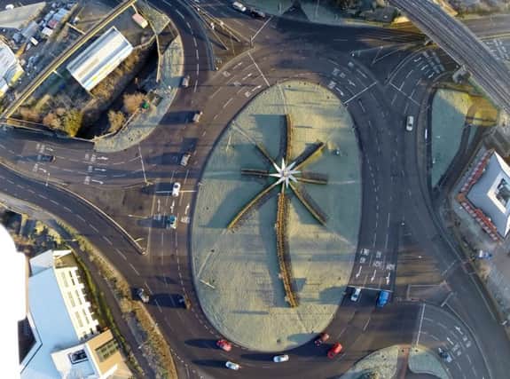 Horns Bridge roundabout from above. Picture by Steve Fairburn.
