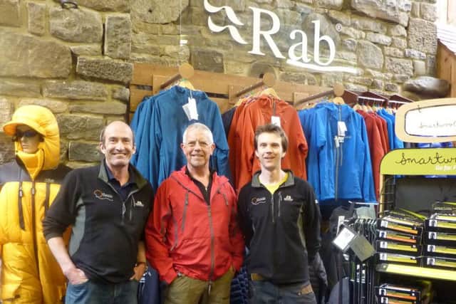 Mountaineer Tom Richardson, Mountain Rescue veteran Dave Torr and Outside store manager Rob Turnball.