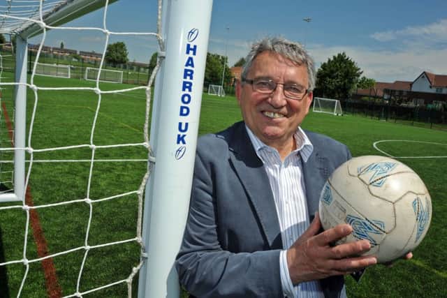 Graham Taylor on the artificial grass pitch which he opened at the Belper Leisure Centre on Friday.
