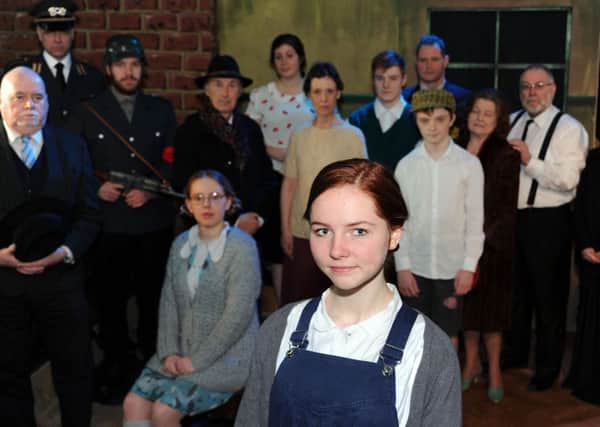 Cast members from the Belper Players who took part in their 70th anniversary production of Anne Frank's Diary at the Strutt Centre, with Brianna Undy who played Anne.