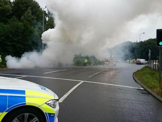 The A38 blaze via @DerbyshireRPU on Twitter.