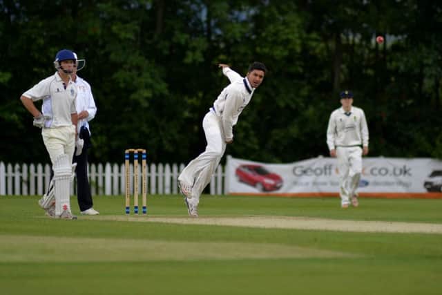 Denby v Chesterfield, pictured is Chesterfield bowler Nitish Kumar