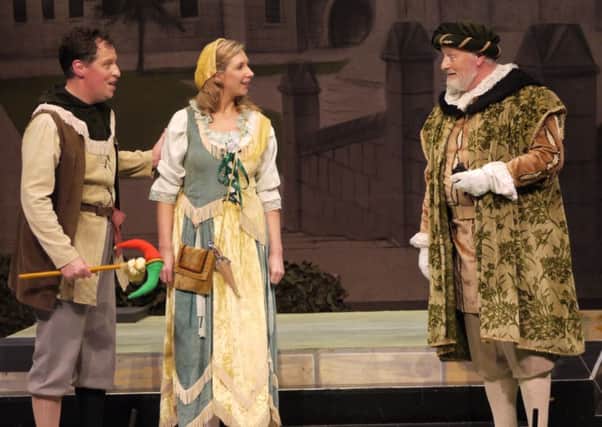 Robert Spencer, Rachael -Louisa Bray  and Max Taylor in The Yeomen of the Guard at Chesterfield's Pomegranate Theatre.