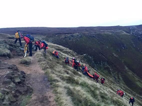 Edale MRT called out to a woman who had injured her leg on Sunday, October 25.