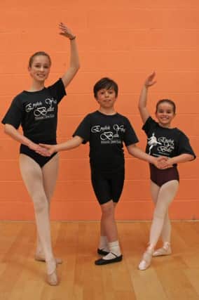 (L-R) Lucy Hurst, 14, of Belper; Jay Derrick, 11, of Matlock; Phoebe Bell, eight, of Matlock. All three have landed roles in a Royal Ballet performance of The Nutcracker.