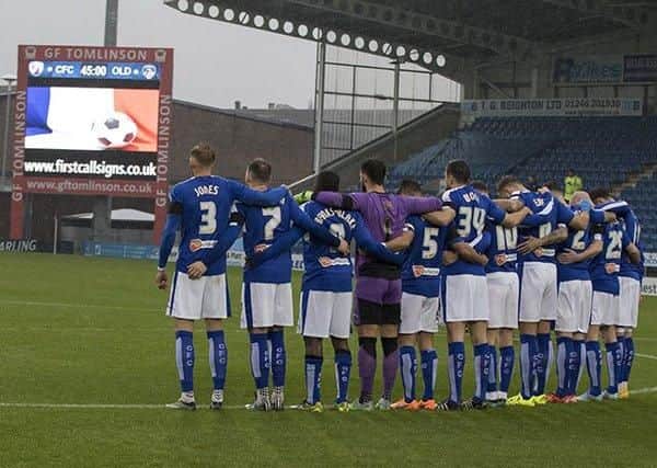 Chesterfield FC players ad fans observed a minute's silence for the victims of the attack being a game on Saturday