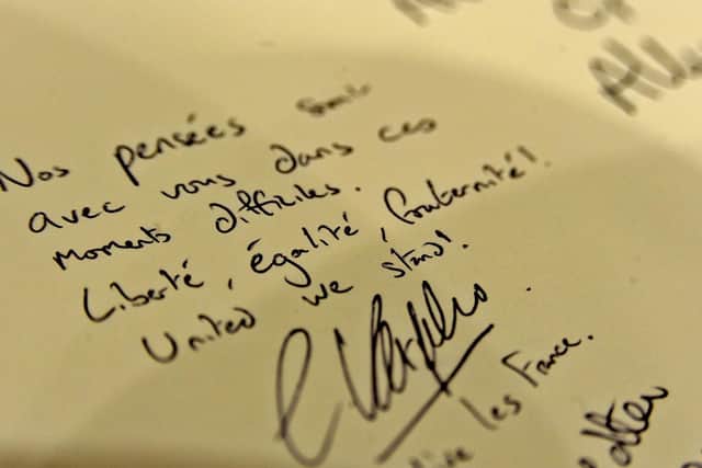 A message in the Chesterfield Book of Condolence