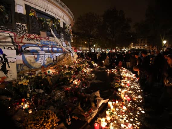 The candlelit memorial at Place de la Rpublique, Paris. (PA Wire.)