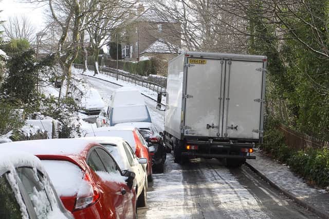 A lorry stuck on an icy Buxton road at the weekend. Picture by Jason Chadwick.
