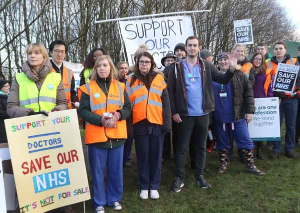 Striking junior doctors outside the Chesterfield Royal Hospital