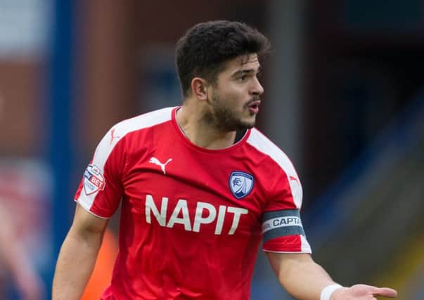 Rochdale vs Chesterfield - Sam Morsy reacts to a free kick being given against Chesterfield - Pic By James Williamson