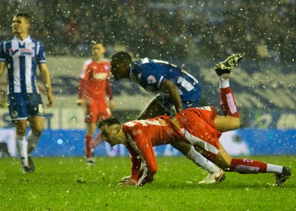 Ollie Banks pulls one back for Chesterfield but it was too little too late.  Picture:  James Williamson