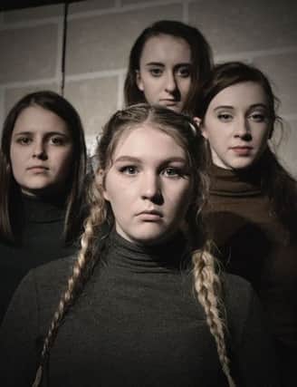 The next drama production will be Find Me - to be staged by sixth form and GCSE drama and performing arts students. 'Find Me' is a challenging play written by in the 1970's by Olwen Wymark. It tells the real life story of Verity Taylor, a girl who grew up facing a range of emotional and psychological difficulties which were misinterpreted and mismanaged at the time. The story explores her family's struggle to find support and cope with Verity's behaviour. Our production shows four actors playing the central role, each representing a different aspect of Verity's personality. It tells the story of Veritys journey from childhood to her incarceration in Broadmoor hospital whilst still in her early twenties.

Production times: Tuesday 2nd; Wednesday 3rd and Friday 5th February at 7.30pm.
Venue: the Fanshawe Hall. Names: the blond girl at the front is Ellie Cook; left middle with straight dark hair is Lilly Ford; right middle with wavy hair is Lucy Pratt; back row is Rachael Luscombe.

All the girls play the mai