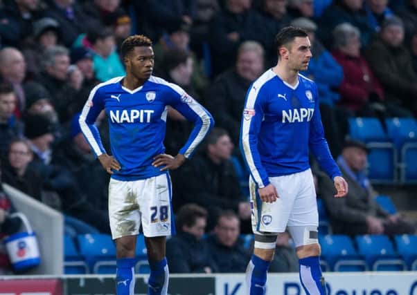 Chesterfield vs Millwall - Gboly Aryibi and Lee Novak show their frustration as Millwall take a 2-1 lead - Pic By James Williamson