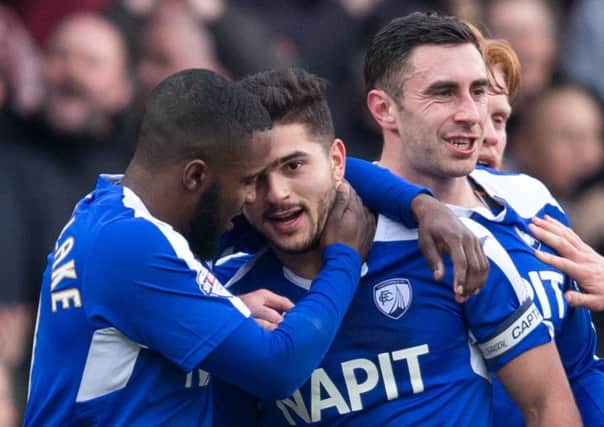 Sam Morsy celebrates scoring during what he says is his farewell appearance. Picture James Williamson