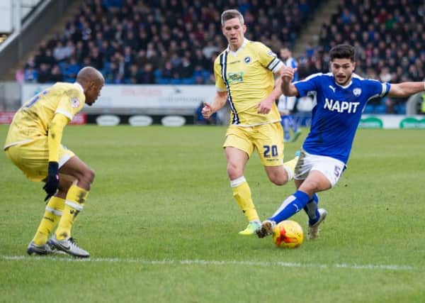 Chesterfield vs Millwall - Sam Morsy brings the ball forward - Pic By James Williamson