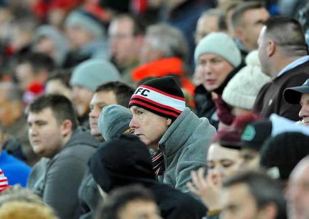 Sunderland supporters captured during the 1-1 draw at the Stadium of Light against Bournemouth