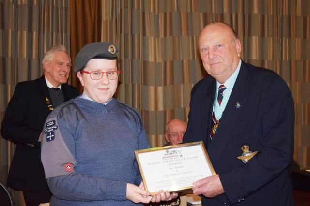 Cdt Chloe Edson presented with her certificate. Provided by Sqn Ldr Charles Skiera RAFVR(T)  media.trent@aircadets.org / 07894 725340