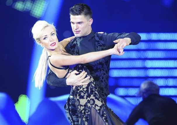 BIRMINGHAM, ENGLAND - JANUARY 21:  Helen George (L) and Aljaz Skorjanec perform during the Strictly Come Dancing Live Tour rehearsals, Strictly Come Dancing Live Tour opens tomorrow, 22nd January at the Barclaycard Arena in Birmingham and then tours the UK until 14th February, at Barclaycard Arena on January 21, 2016 in Birmingham, England.  (Photo by Dave J Hogan/Dave J Hogan/Getty Images) *** Local Caption *** Helen George; Aljaz Skorjanec