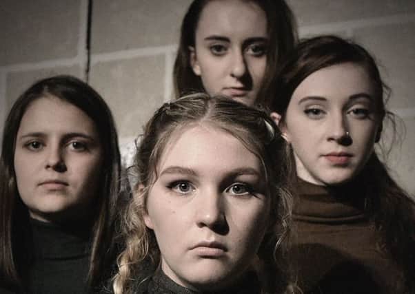 The next drama production will be Find Me - to be staged by sixth form and GCSE drama and performing arts students. 'Find Me' is a challenging play written by in the 1970's by Olwen Wymark. It tells the real life story of Verity Taylor, a girl who grew up facing a range of emotional and psychological difficulties which were misinterpreted and mismanaged at the time. The story explores her family's struggle to find support and cope with Verity's behaviour. Our production shows four actors playing the central role, each representing a different aspect of Verity's personality. It tells the story of Veritys journey from childhood to her incarceration in Broadmoor hospital whilst still in her early twenties.

Production times: Tuesday 2nd; Wednesday 3rd and Friday 5th February at 7.30pm.
Venue: the Fanshawe Hall. Names: the blond girl at the front is Ellie Cook; left middle with straight dark hair is Lilly Ford; right middle with wavy hair is Lucy Pratt; back row is Rachael Luscombe.

All the girls play the mai