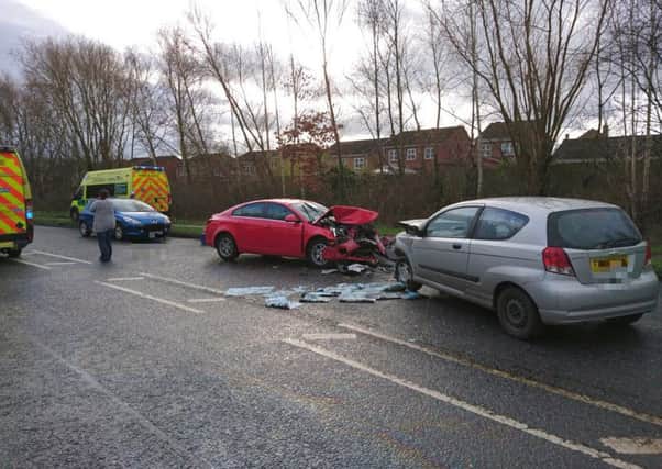 The scene of a car crash on Rother Way in Chesterfield.