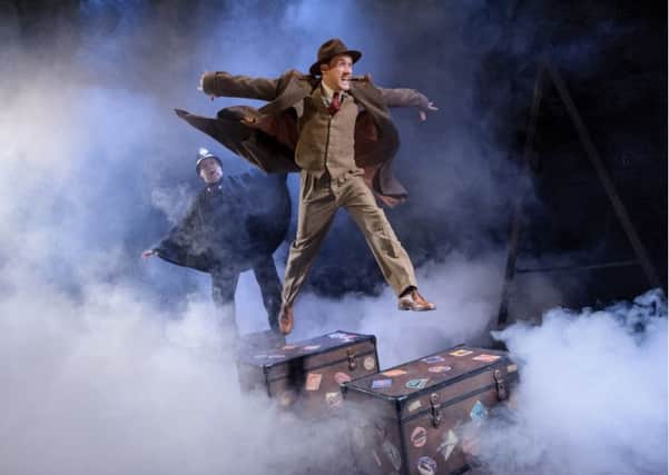 Rob Whitcomb at Man 1 and Richard Ede as Hannay in The 39 Steps at Sheffield's Lyceum Theatre from February 16 to 20.