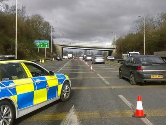 Two lanes of the A38 have been closed off near J28 of the M1 after a lorry fuel tank split open