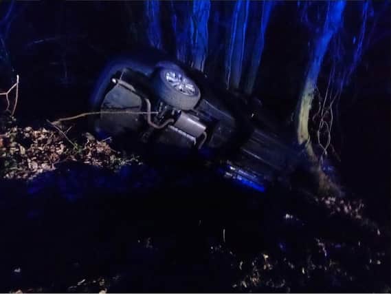 Image of the scene after a car accident on the ice in Derbyshire
