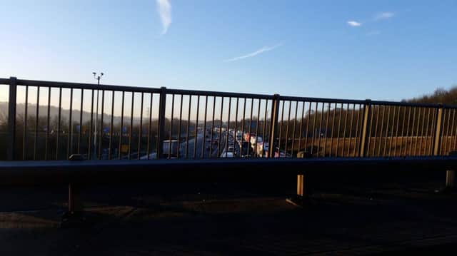 Traffic on the M1 motorway at J29 after an accident