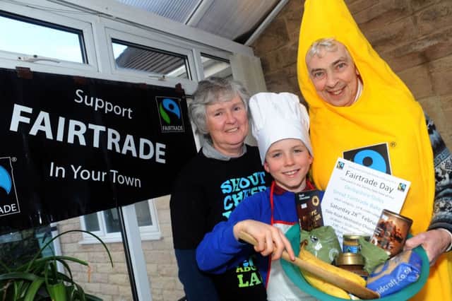 Monica Render, Tom Gill and Ingrid Pasteur from the Fairtrade Group gear up for a bake-off.
