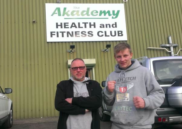 Boxer Jack Etches and trainer Mick Otter at Dronfield
